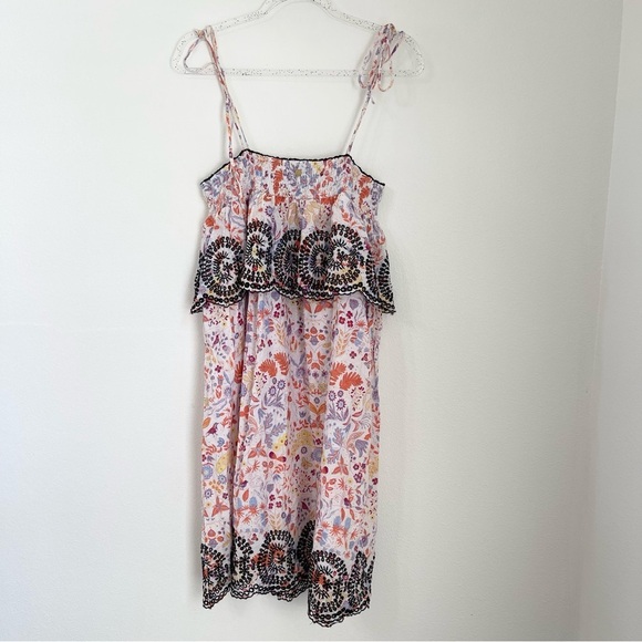 Anthropologie Samsa Embroidered Floral SunDress Beachy Boho Antik Batik Size M - Picture 5 of 10